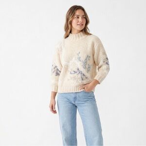 Lauren Hansen Vintage Wool Blend Abstract Landscape Mock Neck Sweater - Small